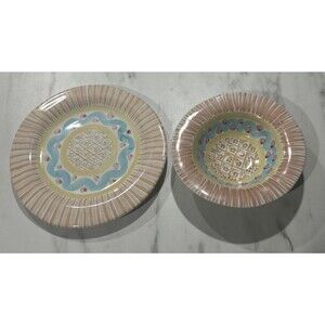 Vintage MacKenzie-Childs Summer Frock 1 Cereal Bowl 1 Wide Rim Shallow Bowl